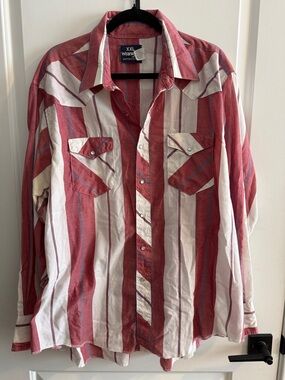 Wrangler Red and White Striped Western Shirt